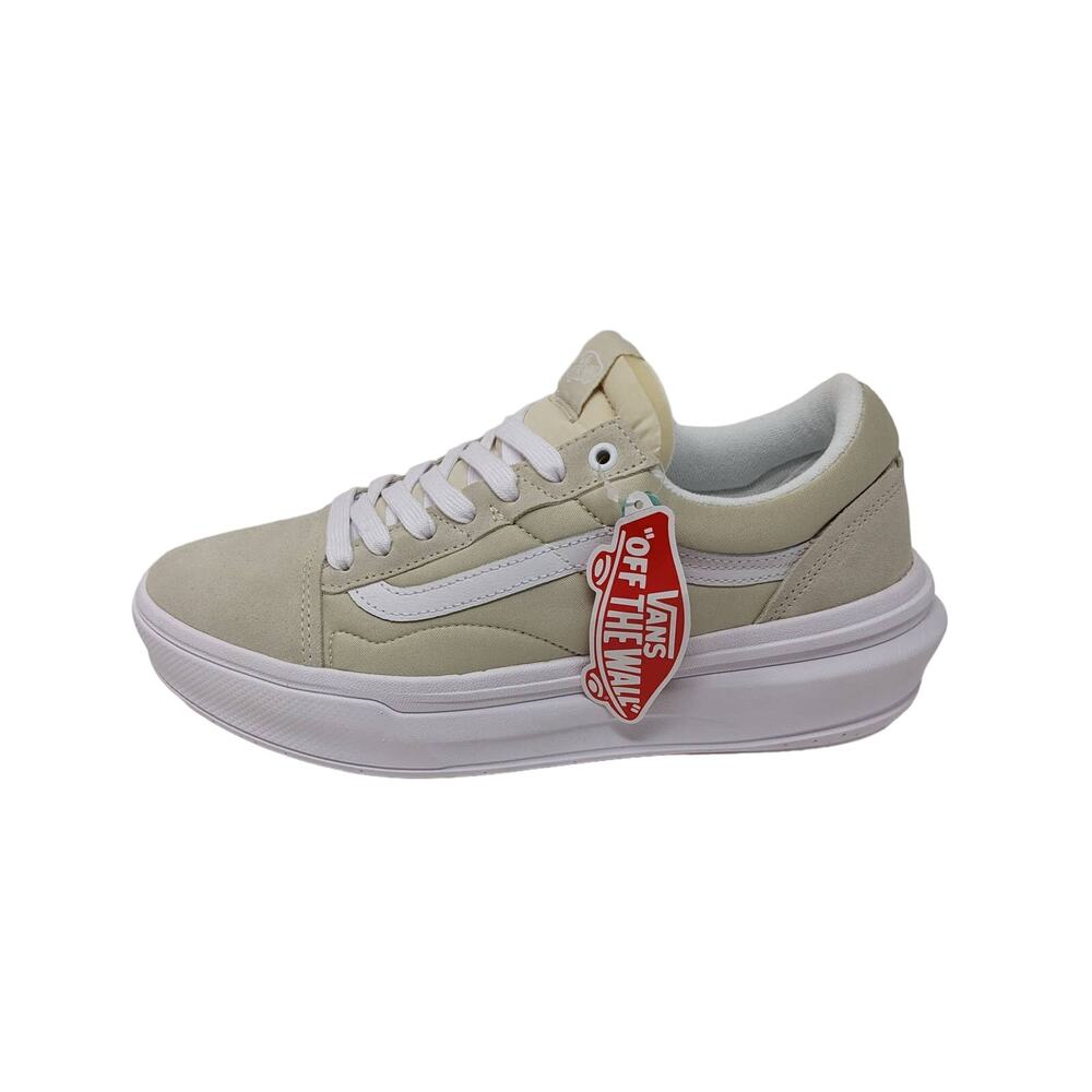 New Vans Womens 12 Mens 10.5 Unisex Overt CC Shoes Chunky Sneakers Sand White